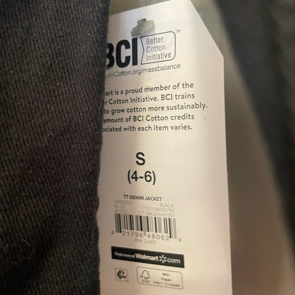 Time and Tru NWT black denim jacket size 4/6 - Picture 3 of 4